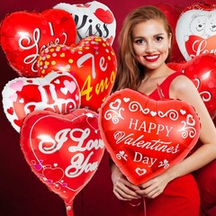 36 Pieces Red Heart Balloons, Happy Valentines Day I Love You Foil Mylar Ball…