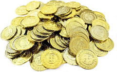 TCOTBE Pirate Gold Coins Plastic Set of 100,Play Gold Treasure Coins for Play Fa