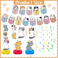 16 Pcs Cat Theme Birthday Party Decorations Party Supplies Kit, Includes Cat Par
