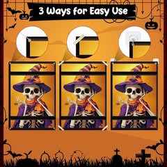 Halloween Window Cover Decorations 2 Pcs, Fabric Spooky Cute Black and Orange