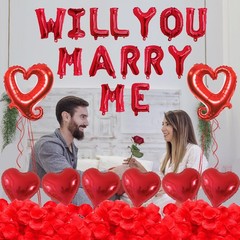 16 Inches Red Will You Marry Me Balloons Proposal Letter Balloons Kit 18″ Red…