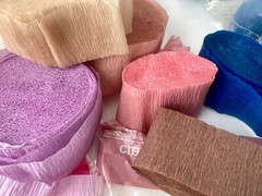 VTG 9 Rolls Crepe Paper 100 Yds Used & New Party Streamers American Greetings