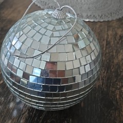 Silver Mirrored Glass Disco Ball Hanging Decoration Party Ornament