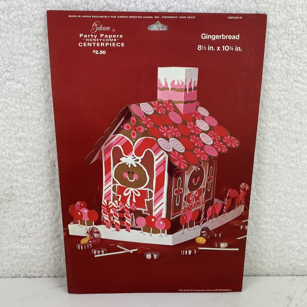 Vtg GIBSON Party Papers «HONEYCOMB» Centerpiece Gingerbread Christmas READ