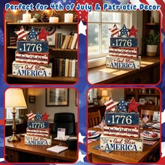 Versatile Independence Day Block Decoration – Wooden 1776 Table Centerpiece
