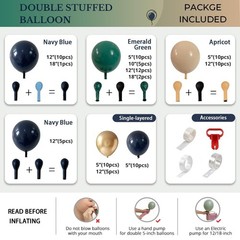Double Navy Blue and Dark Green Balloon Arch Garland Kit
