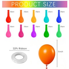 Rainbow Balloons 160 Pack 5 inch Round Bright Latex Balloons Assorted Colors …