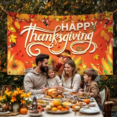 Happy Thanksgiving Banner – XtraLarge, 72×44 Inch | Thanksgiving Backdrop for…
