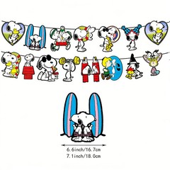 Snoopy Theme Birthday Party Decoration – Set Balloon, Banner, Cake Toppers