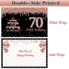 Large 14×22 Inch 70th Birthday Card Rose Gold Guest Book Greeting with Env