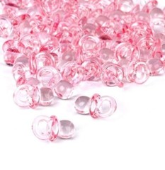 100x Mini Deco Pacifier Set, Confetti Table Decoration Baby Shower Pink Reusable
