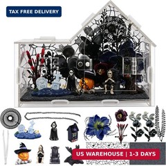 Acrylic Jumping Spider Enclosure Kit 16PCS with Decor | 19-pc gothic decor with