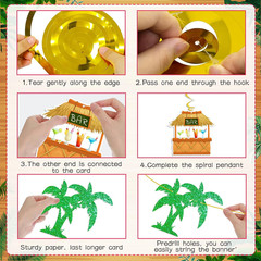Luau Party Decorations Hawaiian Aloha Banner Hanging Swirls and Honeycomb Center