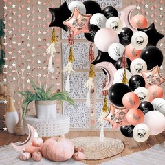 Boho Party Decorations 49 Pcs Rose Gold Black Balloon Kit – Halloween Birthday