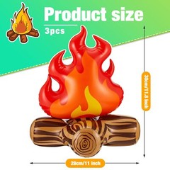 3 Pcs Inflatable Fake Campfire Camping Bonfire Props Party for Indoor Camping