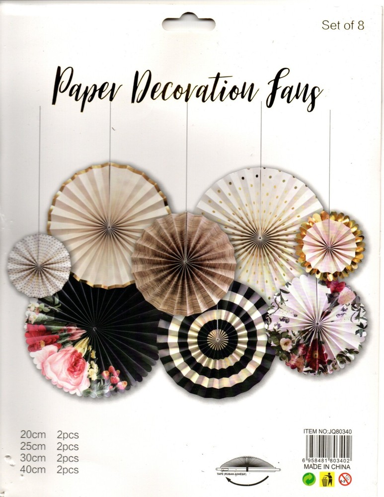 Hanging Paper Fans Set Paper Decorations 8pcs