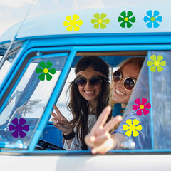 60 Pieces Flower Shaped Cutouts 60S 70S 80S Mini Retro Car Flower Cutouts for Hi