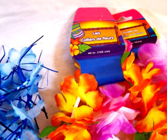 7 Bright Flower Lei Garland Luau Hawaiian Tiki Party Yellow Purple Orange White