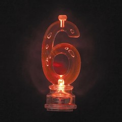 Blue Plastic Number 6 Flashing Candle Holder With Birthday 3″, Multicolor