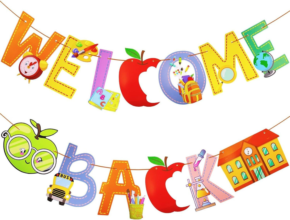 13Pcs Welcome Back to School Party Banner for School Celebrations-Pre-Strung, 10
