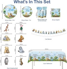 Winnie the Pooh 1st Birthday Disposable Tableware-Plates Cups Napkins Decoration