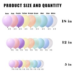 Macaron Colorful Balloons,144Pcs Mixed Size 5/12/18 Inch Assorted Pastel 9 Co…