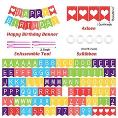 «124 Pcs DIY Glitter Letter Banner – Customizable Birthday Party Decor, Reusable