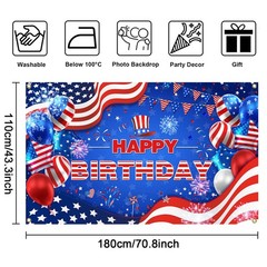 Red White and Blue Birthday Decorations Extra Large 4th of July Banner for Indep