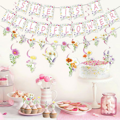 9PCS Flower Birthday Decorations for Girls,She Is a Wildflower Banner Garland Ha