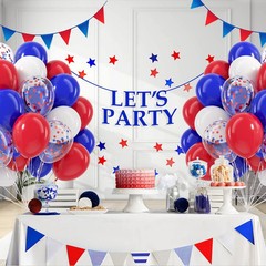 60 Pcs 12 Inch Red White Blue Balloons Patriotic 4th of July Party Decor