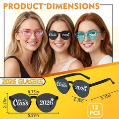 12PC Class of 2026 Graduation Sunglasses – Prom Costume Eyewear Party Photobo…