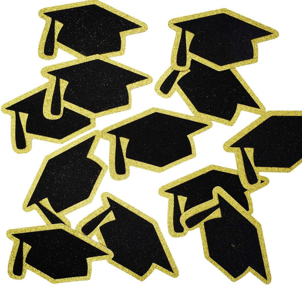 Grad Caps Glitter Confetti for Graduation Party Decorations Congrats Grad Table