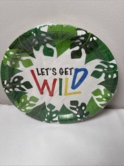 LET’S GET WILD PARTY SUPPLY SET: NAPKINS PLATES BANNER Giraffe Monkey Lion Tiger