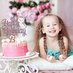 Vibrant Multicolor Number «2» Glitter Wax Birthday Candle – 7.75″ 3.5″, White