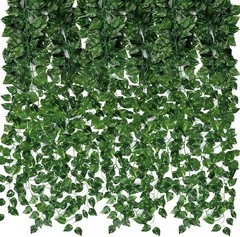 CEWOR 24 Pack 168ft Artificial Ivy Greenery Garland, A-24pcs of Vines, Green