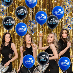 18 Pack Graduation Decorations 2026 Latex Balloons – 12 Inch Blue Black Congrats