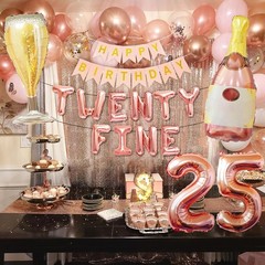 Rose Gold 25th Birthday Balloons – Funny Happy Birthday Decoration