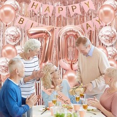 Complete Rose Gold 70th Birthday Party Set: Crown, Sash & Cake Topper Included