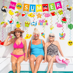 Summer Party Decorations, Beach Party Decor Includes Hello Summer Banner Beach H