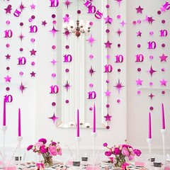Hot Pink 10th Birthday Decorations Number 10 Circle Dot Twinkle Star Garland …