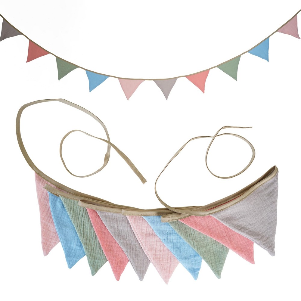 Fabric Bunting Banner, 2 Pack Handmade Neutral String Banner Each 8.5 ft 10 F…