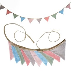 Fabric Bunting Banner, 2 Pack Handmade Neutral String Banner Each 8.5 ft 10 F…