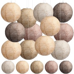 12 Pcs 8″ Burlap Hanging Paper Lanterns – Boho Party Decor for Classroom, Weddin