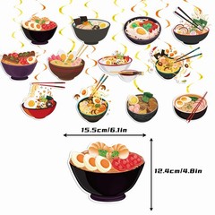 24 PCS Ramen Hanging Swirls Japanese Noodles Streamers Birthday Party Decor
