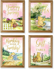 4PCS Winnie Table Sign Centerpieces, the Pooh Baby Shower Decorations,Baby Showe