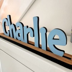 Personalised Wooden Name Shelf Signs with Base | Nursery Gift Bedroom Decoration