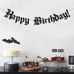 Gothic Letter Happy Birthday Banner – Old English Birthday Banner – Funeral B…