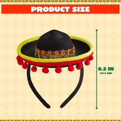 6 PCS Cinco De Mayo Fiesta Sombrero Headbands – Party Costume Accessories, Luau