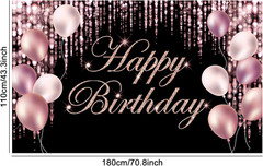 Rose Gold Happy Birthday Banner Backdrop Party Photo Wall Sign Indoor Outdoor US