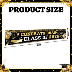 Black and Gold Graduation Decorations 2026 Banner Graduation Yard Signs Class of